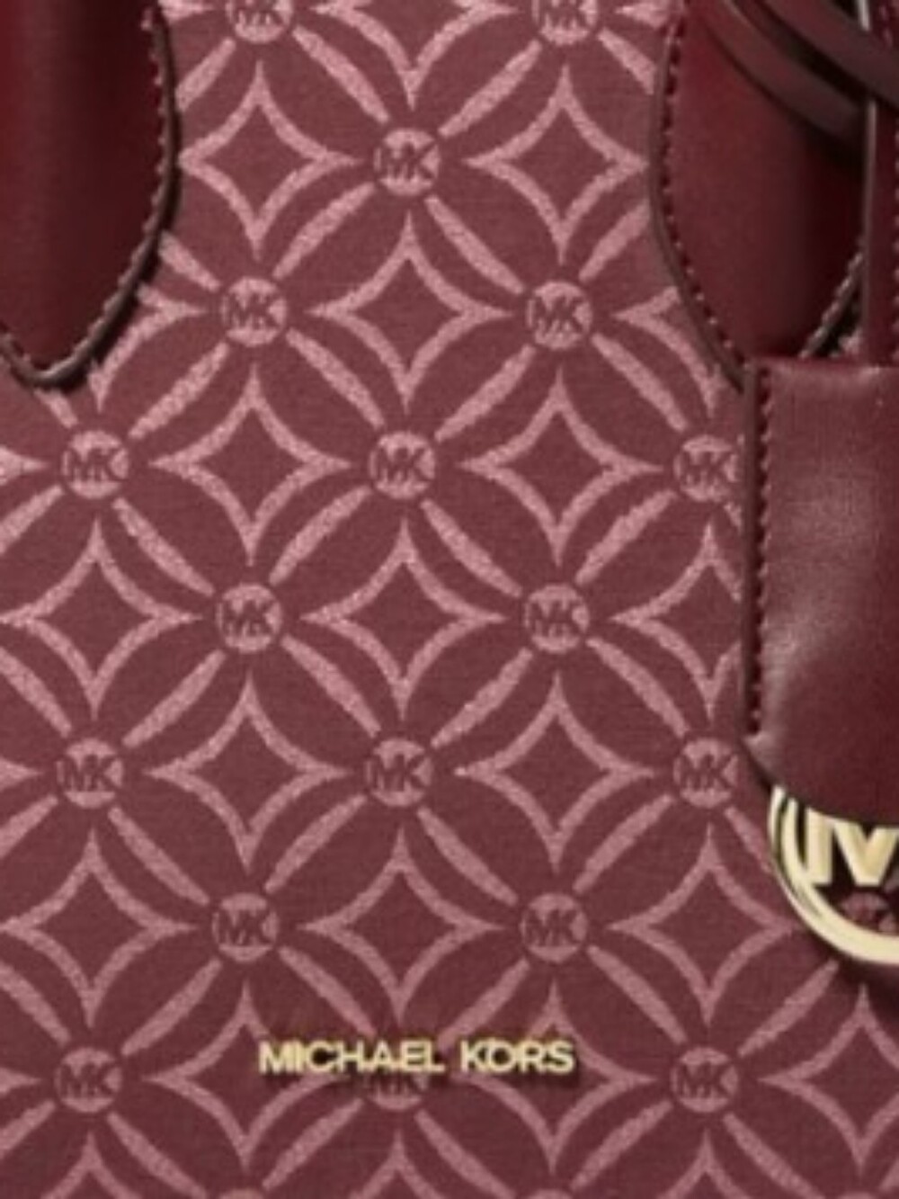 New MICHAEL KORS Mirella Medium Metallic Logo Jacquard Red/Pink Tote Bag - Picture 8 of 9